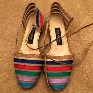 Multi Stripe Ankle Strap Flat Sandal